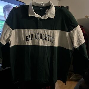GAP Athletic Green and White Rugby Shirt